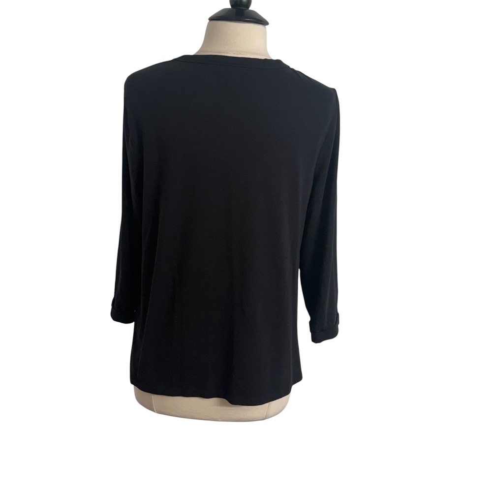 Chico's Women's 3/4 Cuffed Sleeves, Embellished Touch of Cool Knit Top - Picture 7 of 7